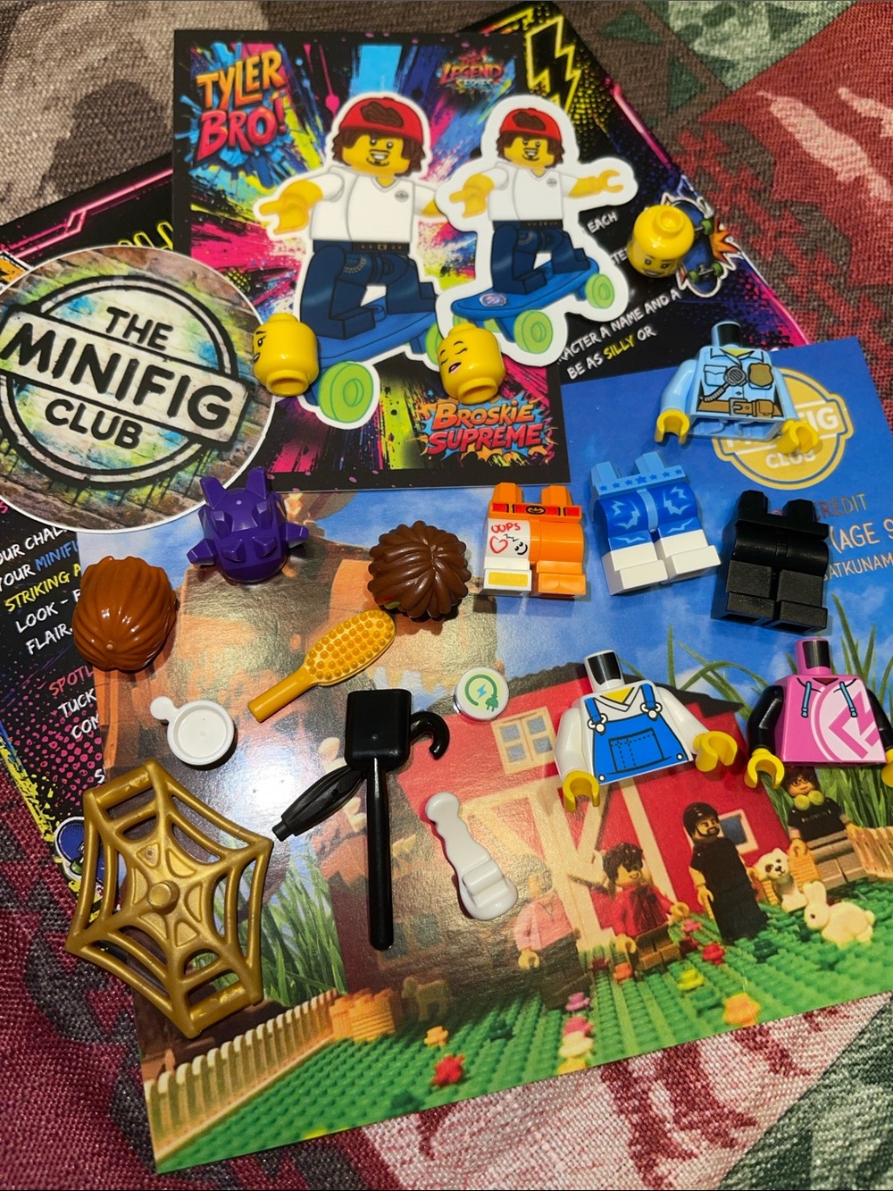 LEGO Minifigure Parts Bundle - Assorted Blue, Yellow, Black, Purple, Brown